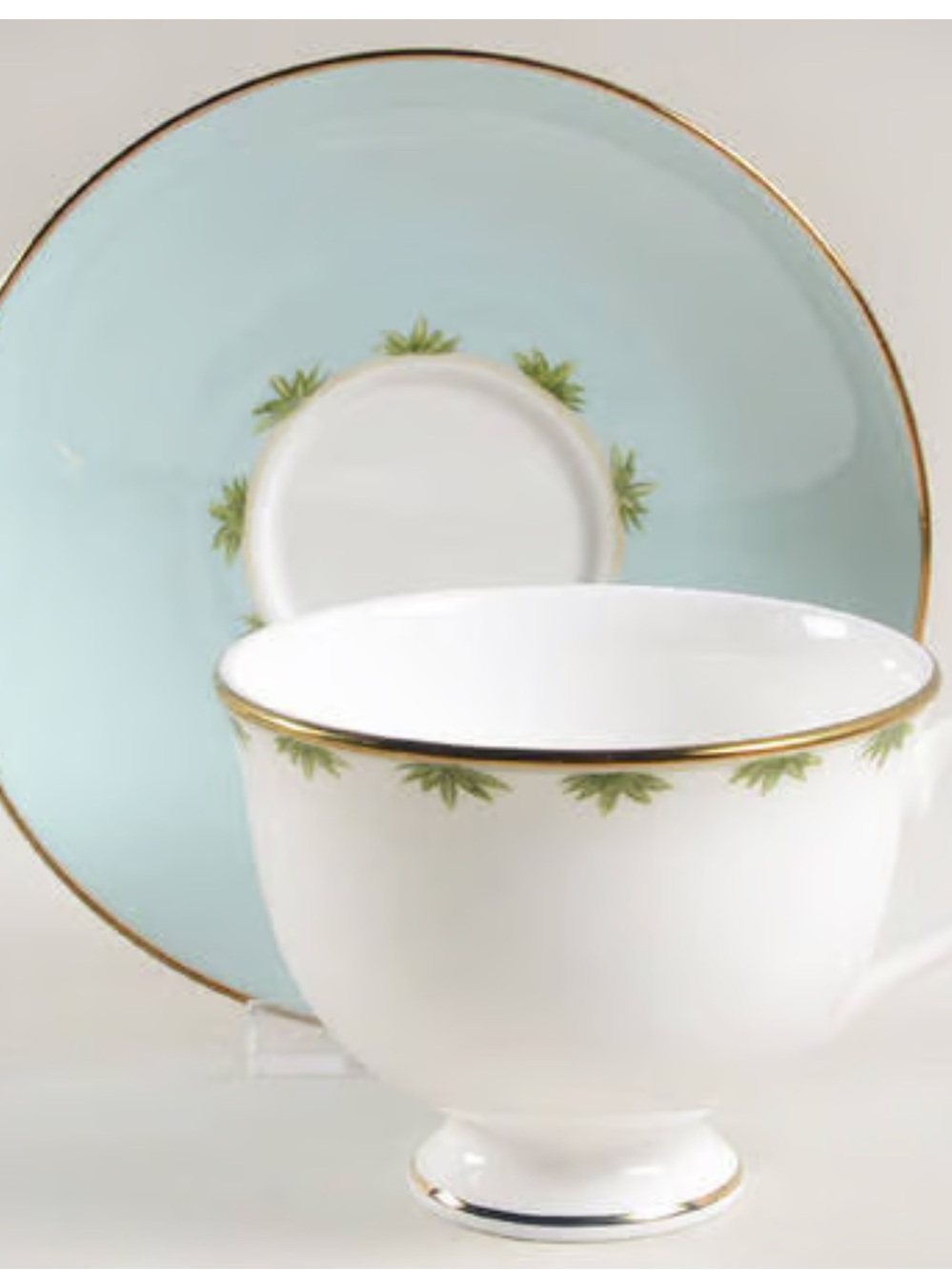 Lenox British Colonial Tradewinds Teacups & Saucers  Blue Band & Gold Trim